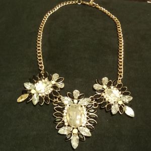 Gold tone Black and clear crystal/rhinestones choker/necklace